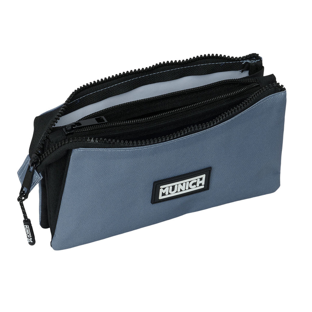 Dreifaches Mehrzweck-Etui Munich Basic Grau 22 x 12 x 3 cm