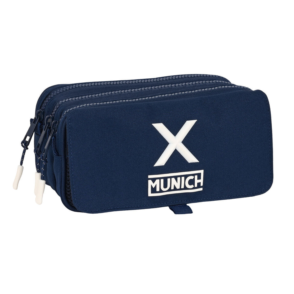 Dreifaches Mehrzweck-Etui Munich Marino Marineblau (21,5 x 10 x 8 cm)