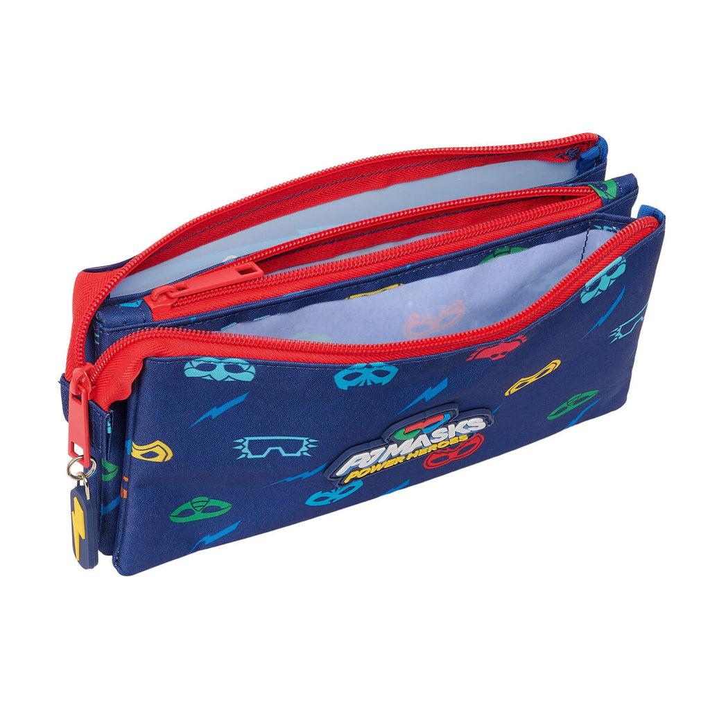 Dreifaches Mehrzweck-Etui PJ Masks Ready Marineblau 22 x 12 x 3 cm