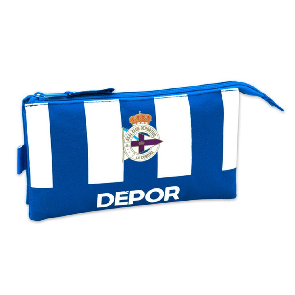 Dreifaches Mehrzweck-Etui R. C. Deportivo de La Coruña Blau Weiß 22 x 12 x 3 cm