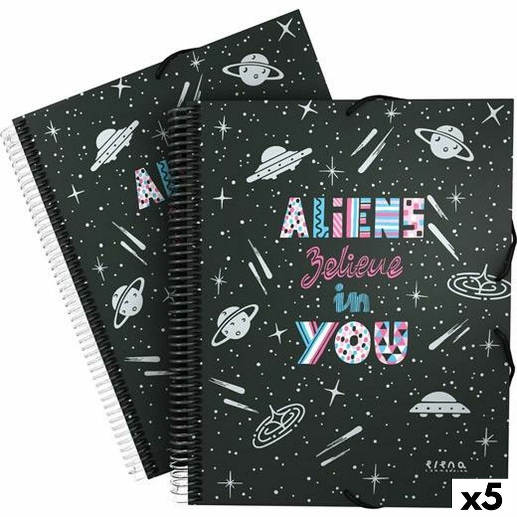 Faltblatt Grafoplas Maxiplás Aliens Schwarz A4 (5 Stück)