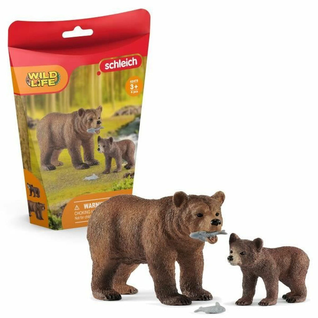 Figur Schleich 42473 Maman grizzly avec ourson Kunststoff