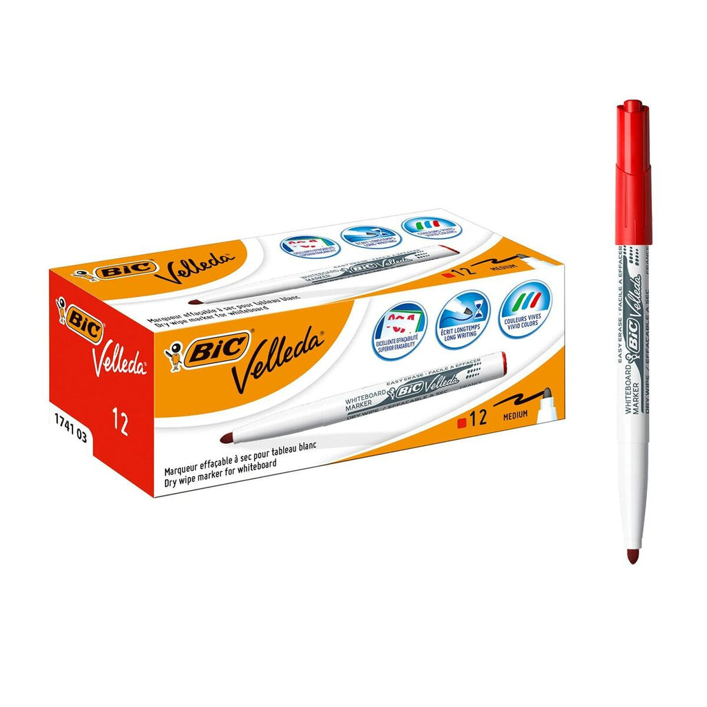 Filzstift Bic Velleda 1741 weiß-rot Weißes Brett