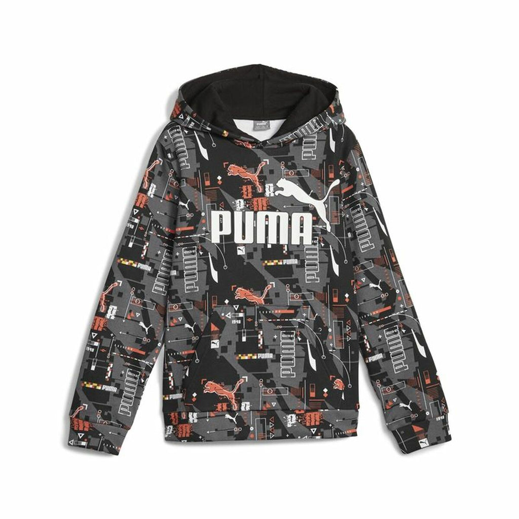 Jungen Sweater mit Kapuze Puma Ess+ Futureverse Aop Schwarz