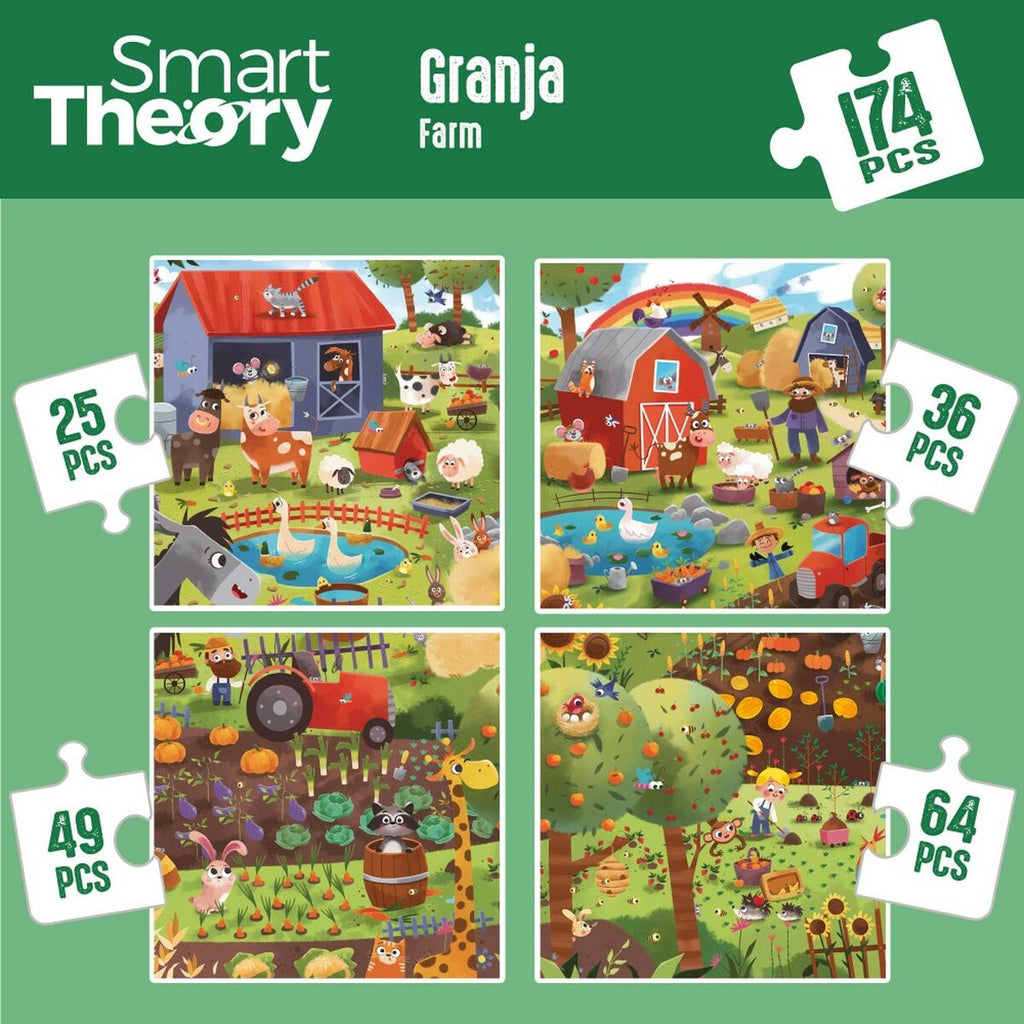 Kinderpuzzle Colorbaby 4 in 1 174 Stücke Bauernhof 68 x 68 cm (6 Stück)