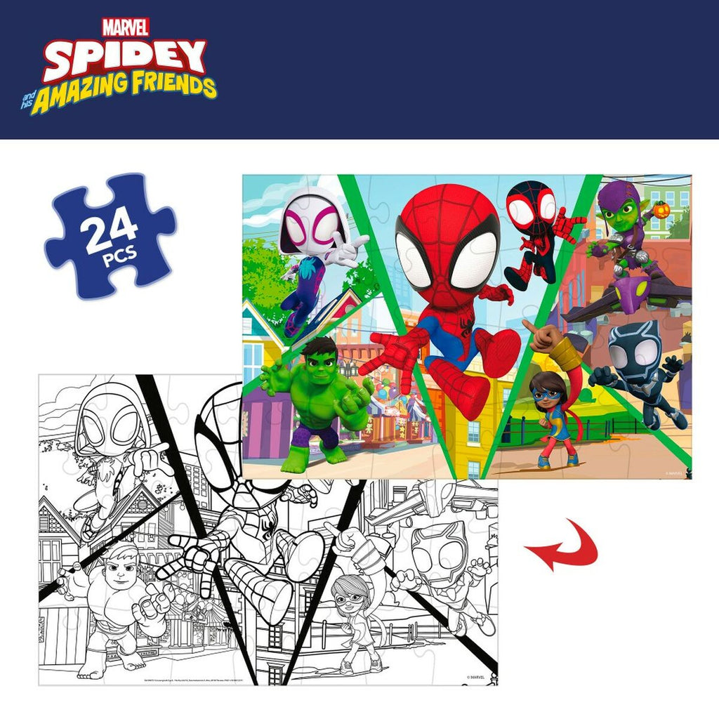 Kinderpuzzle Spidey Beidseitig 50 x 35 cm 24 Stücke (12 Stück)