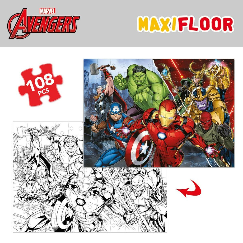 Kinderpuzzle The Avengers Beidseitig 108 Stücke 70 x 1,5 x 50 cm (6 Stück)