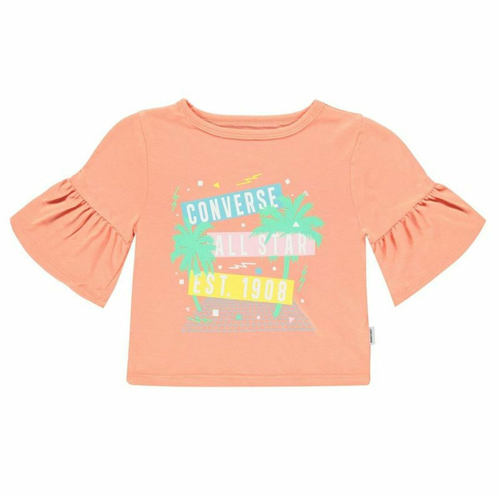 Kurzarm-T-Shirt für Kinder Converse Ruffle Lachsfarben