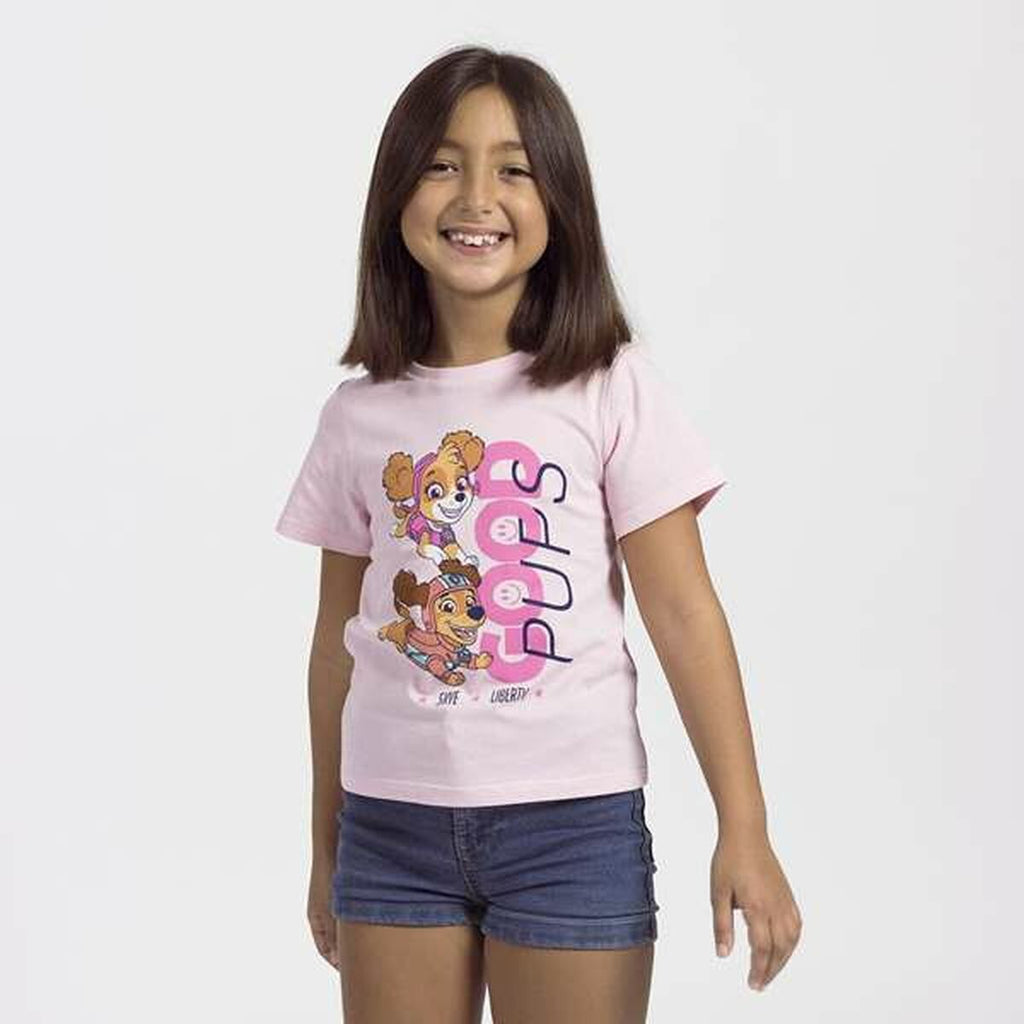 Kurzarm-T-Shirt für Kinder The Paw Patrol Weiß Rosa