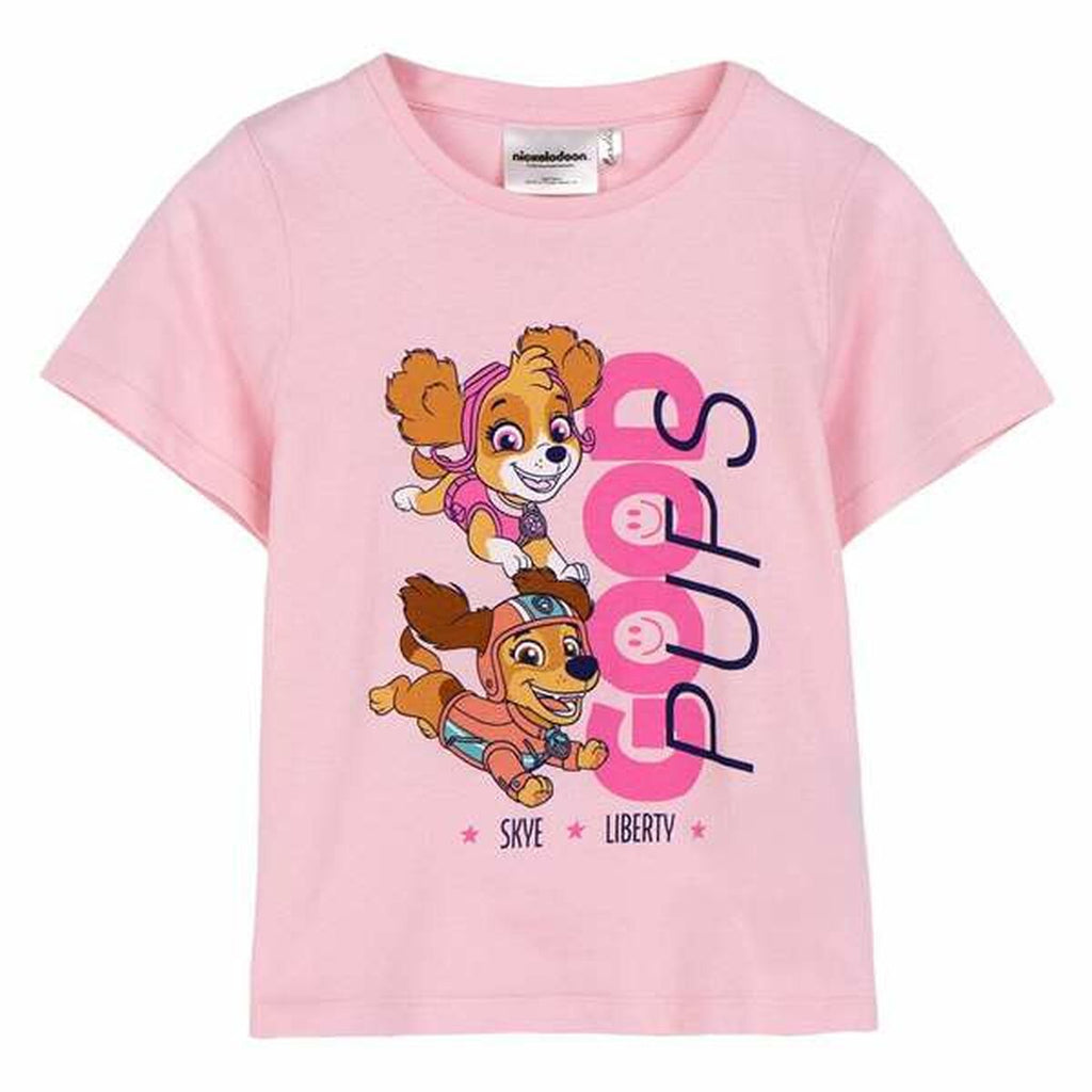 Kurzarm-T-Shirt für Kinder The Paw Patrol Weiß Rosa