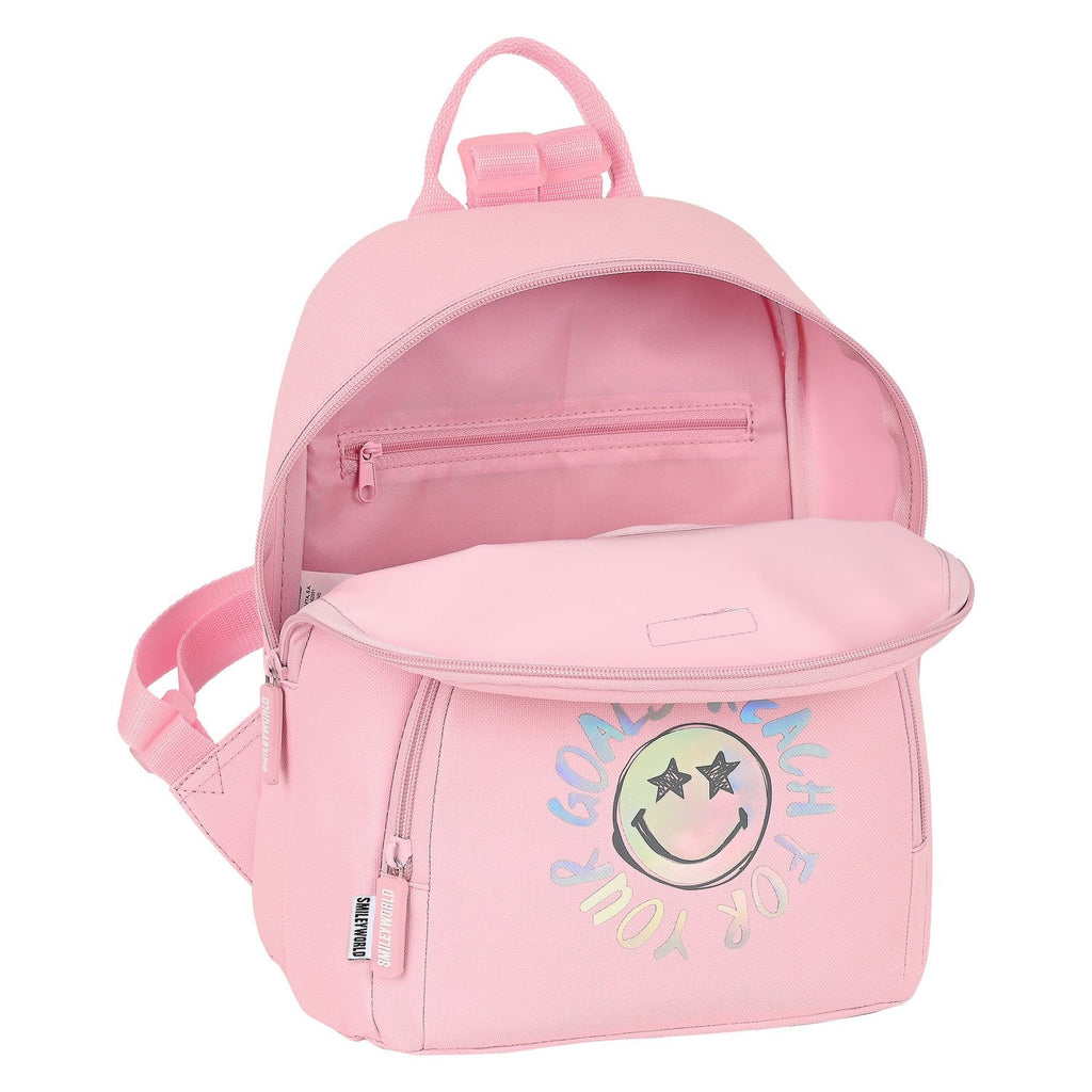 Lässiger Rucksack Smiley Iris Rosa (25 x 30 x 13 cm)