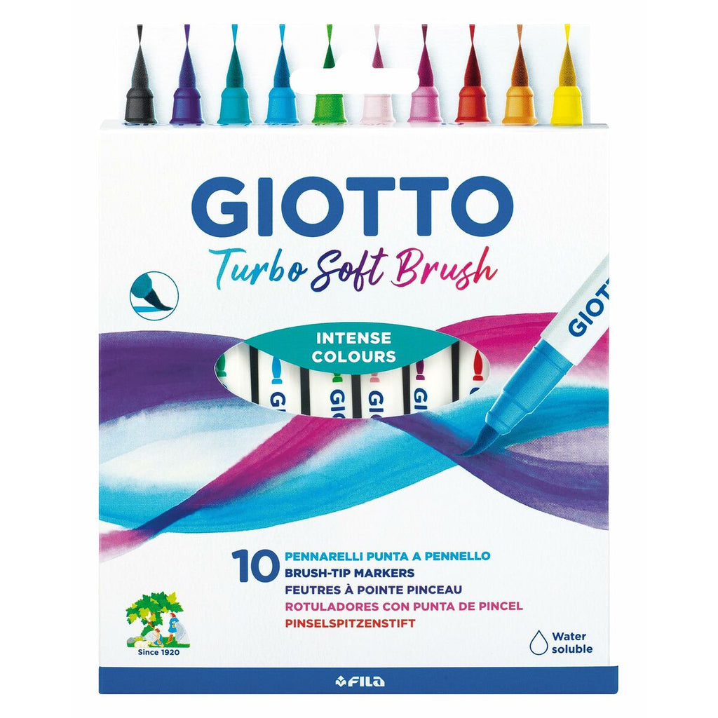 Marker-Set Giotto Turbo Soft Brush Bunt Etüie Pinsel 10 Stücke