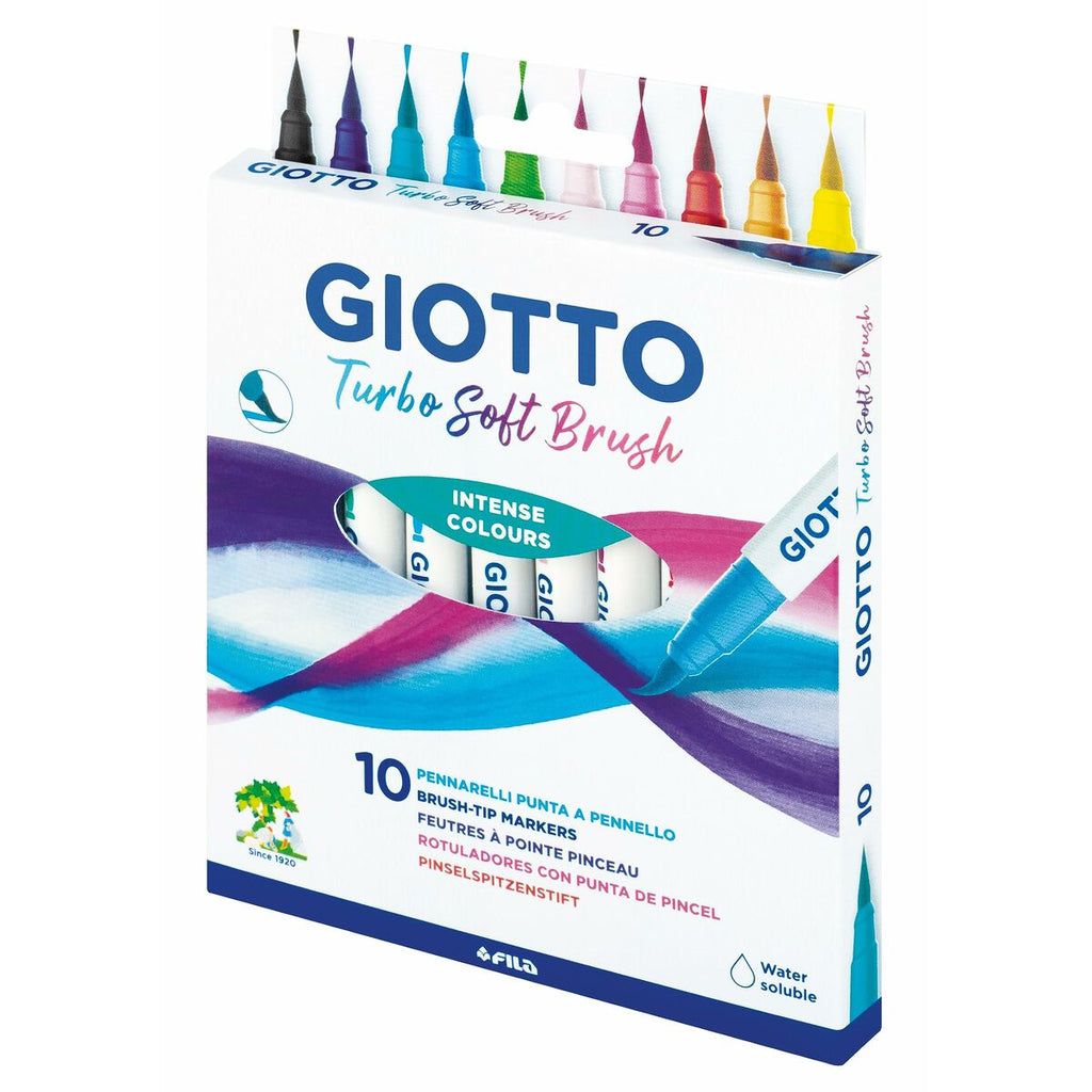 Marker-Set Giotto Turbo Soft Brush Bunt Etüie Pinsel 10 Stücke