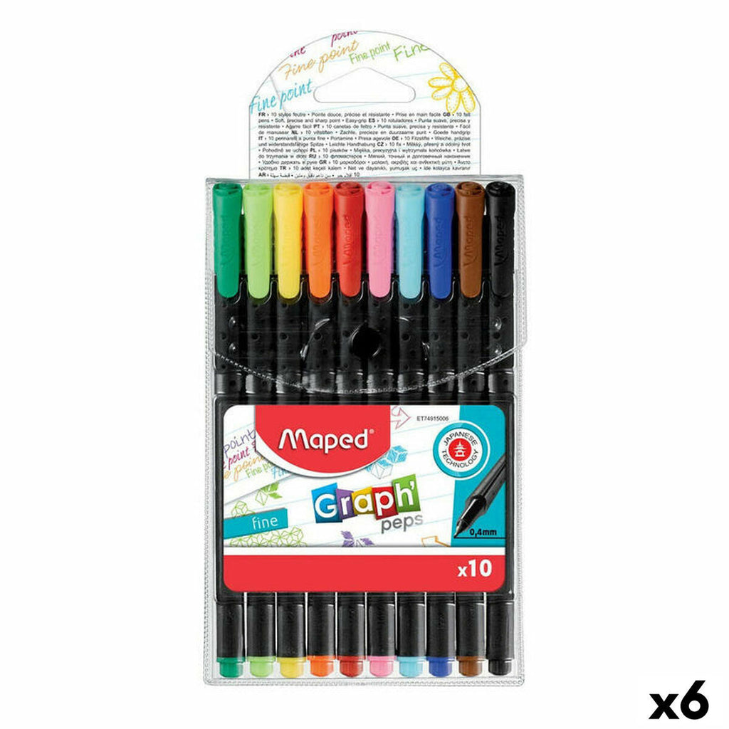 Marker-Set Maped Graph´Peps Bunt 10 Stücke (6 Stück)