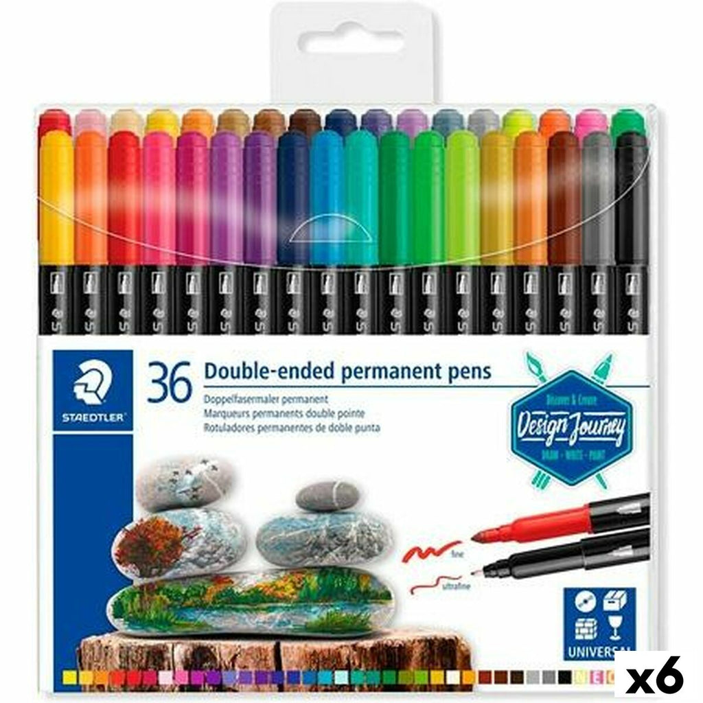 Marker-Set Staedtler Design Journey Zweifachem Ende 36 Stücke Bunt (6 Stück)