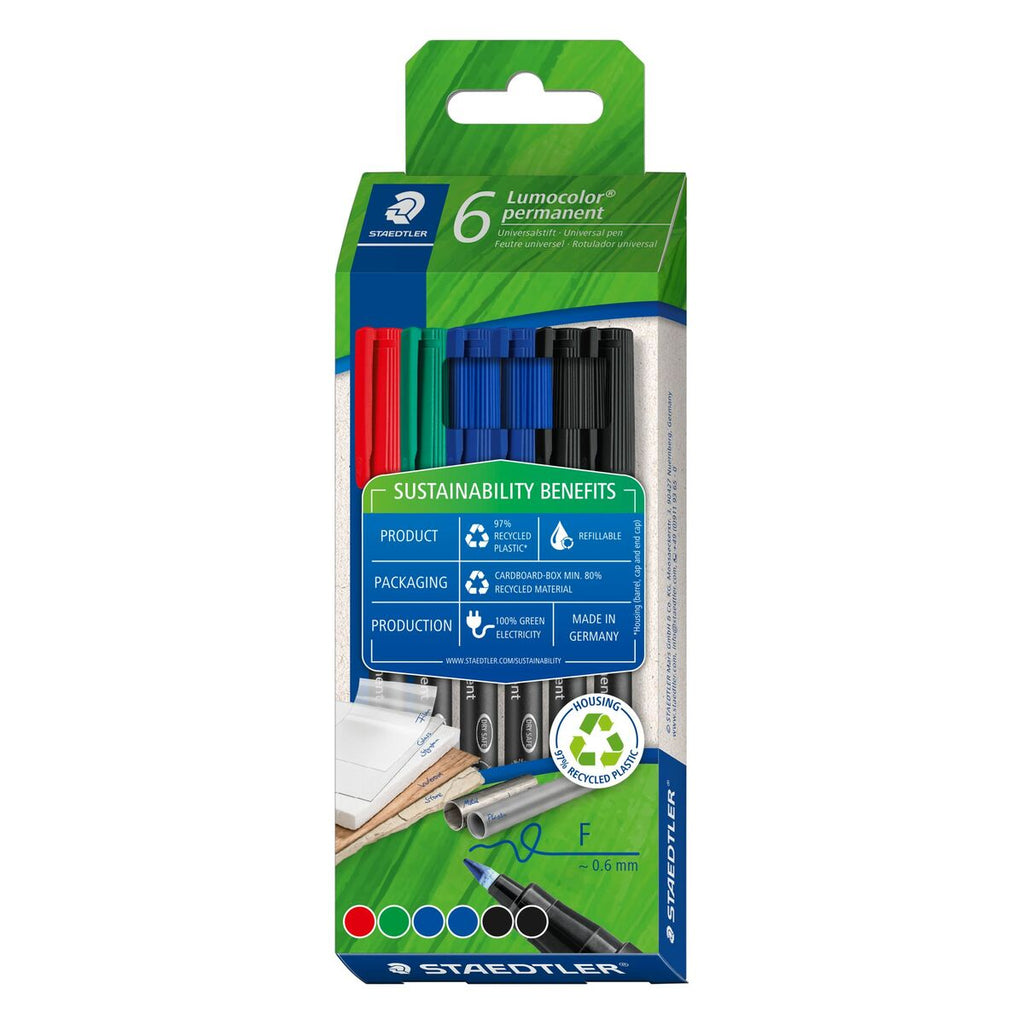 Marker-Set Staedtler Lumocolor Permanent 6 Stücke Bunt 0,6 mm