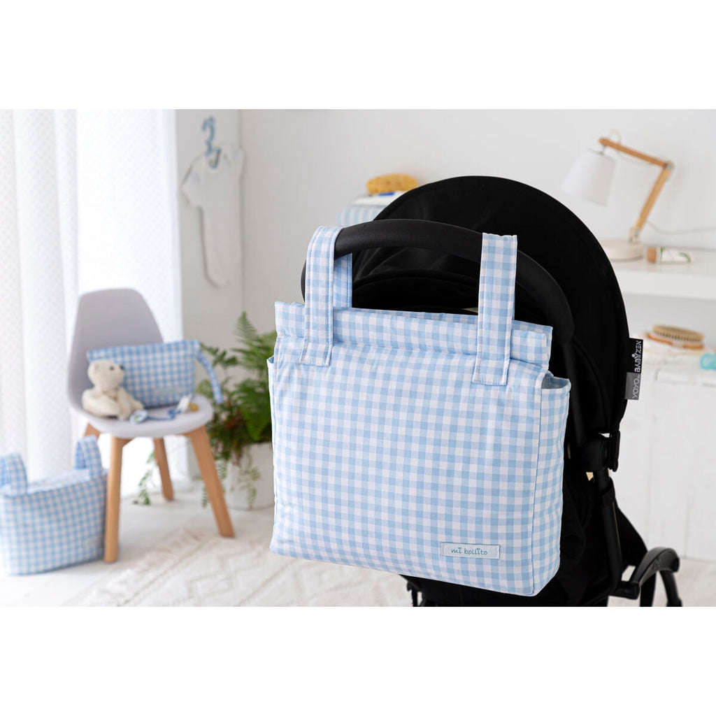 Organizer-Tasche für Kinderwagen Mi bollito Blau Vichy 10 x 35 x 35 cm