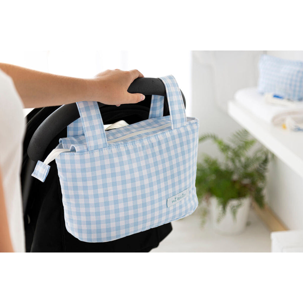 Organizer-Tasche für Kinderwagen Mi bollito Blau Vichy 15 x 18 x 45 cm