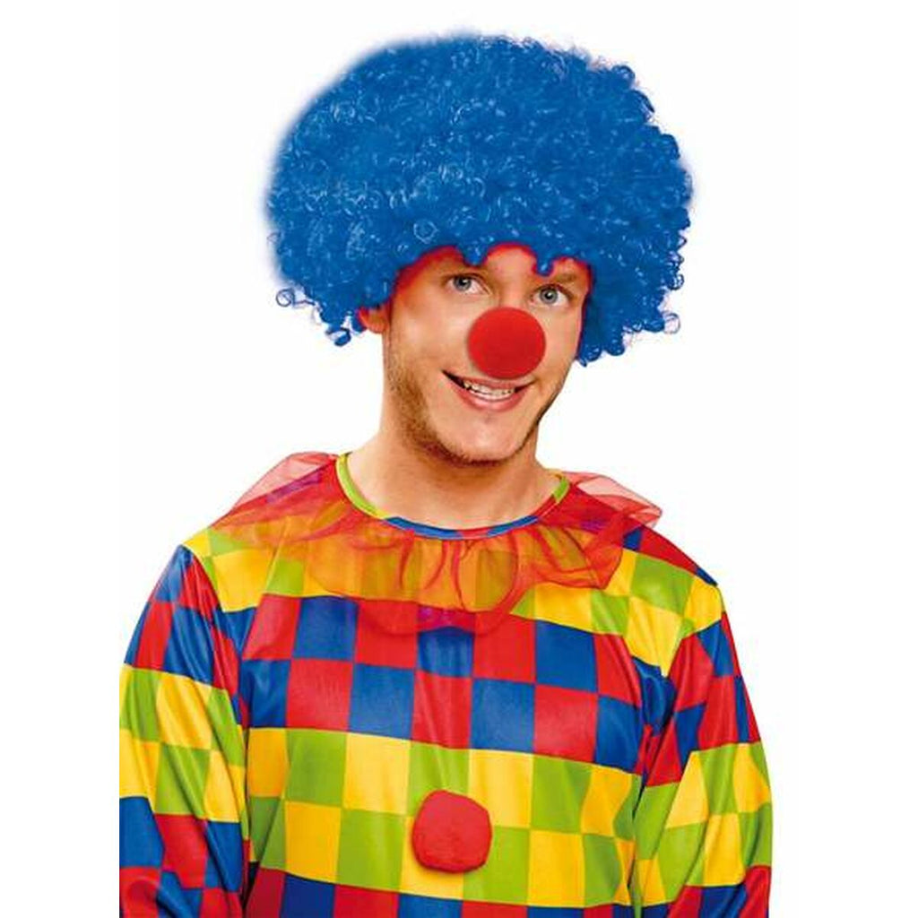 Perücke mit lockigem Haar Blau Clown