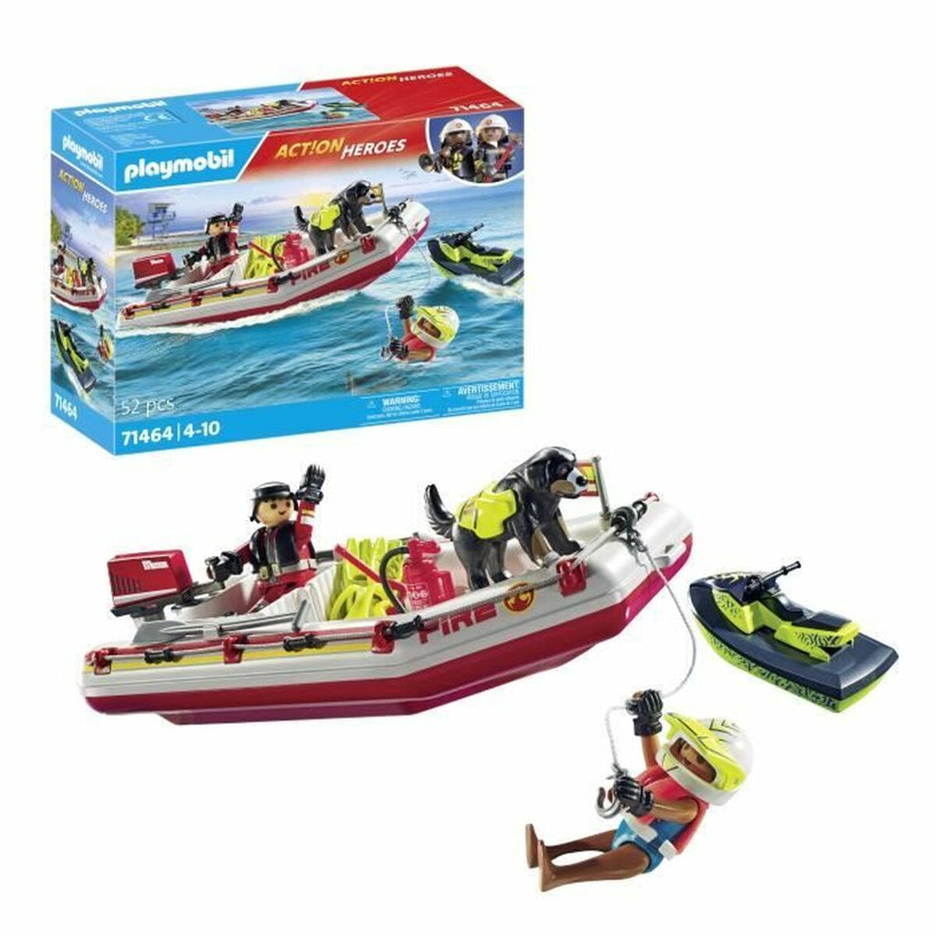 Playset Playmobil Action Heroes - Fireboat and Water Kinderroller 71464 52 Stücke