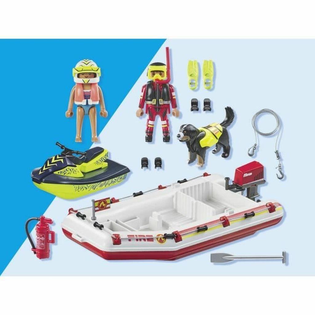 Playset Playmobil Action Heroes - Fireboat and Water Kinderroller 71464 52 Stücke