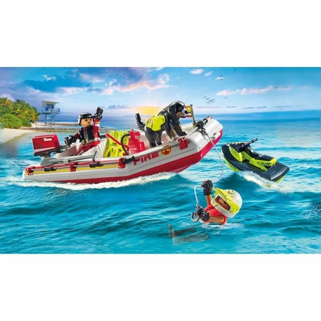 Playset Playmobil Action Heroes - Fireboat and Water Kinderroller 71464 52 Stücke