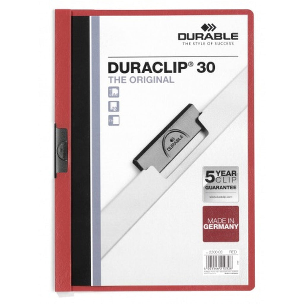 Portfoliomappe Durable Duraclip 30 Rot Durchsichtig A4 25 Stücke