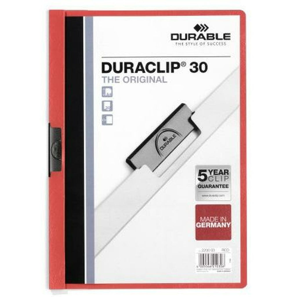 Portfoliomappe Durable Duraclip 30 Rot Durchsichtig A4 25 Stücke