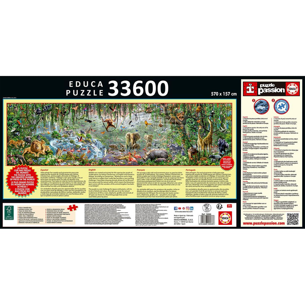 Puzzle Educa 16066.0 The Wild Life 33600 Stücke 570 x 157 cm