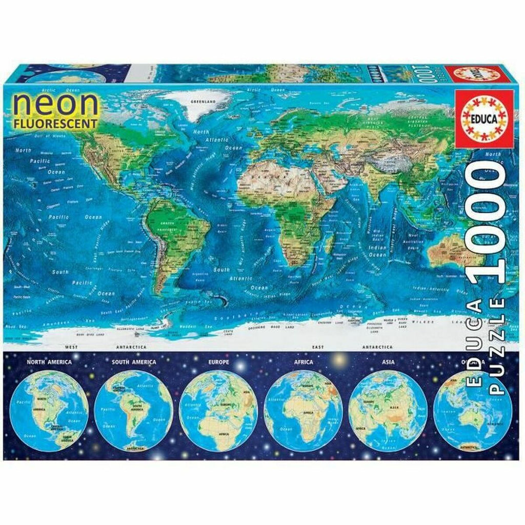 Puzzle Educa World Map Neon 16760.0 1000 Stücke