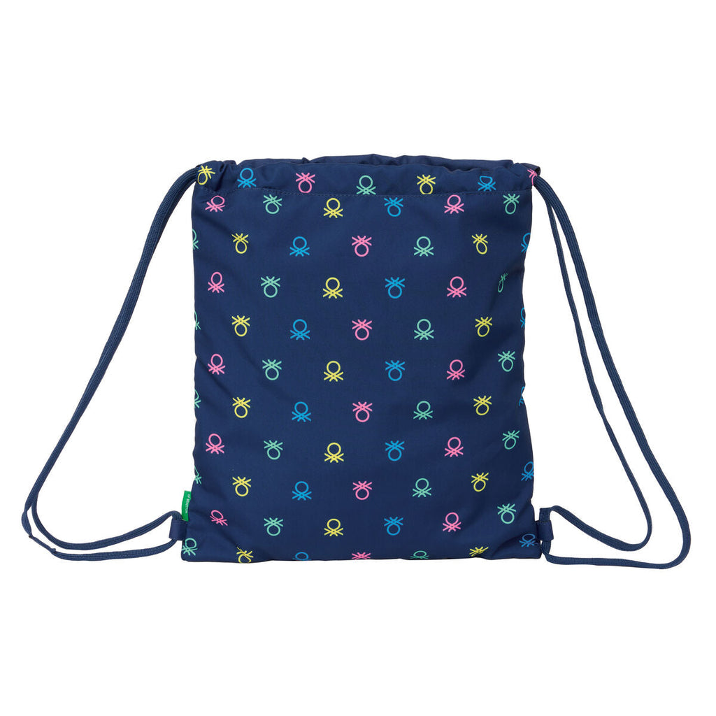 Rucksacktasche mit Bändern Benetton Cool Marineblau 35 x 40 x 1 cm