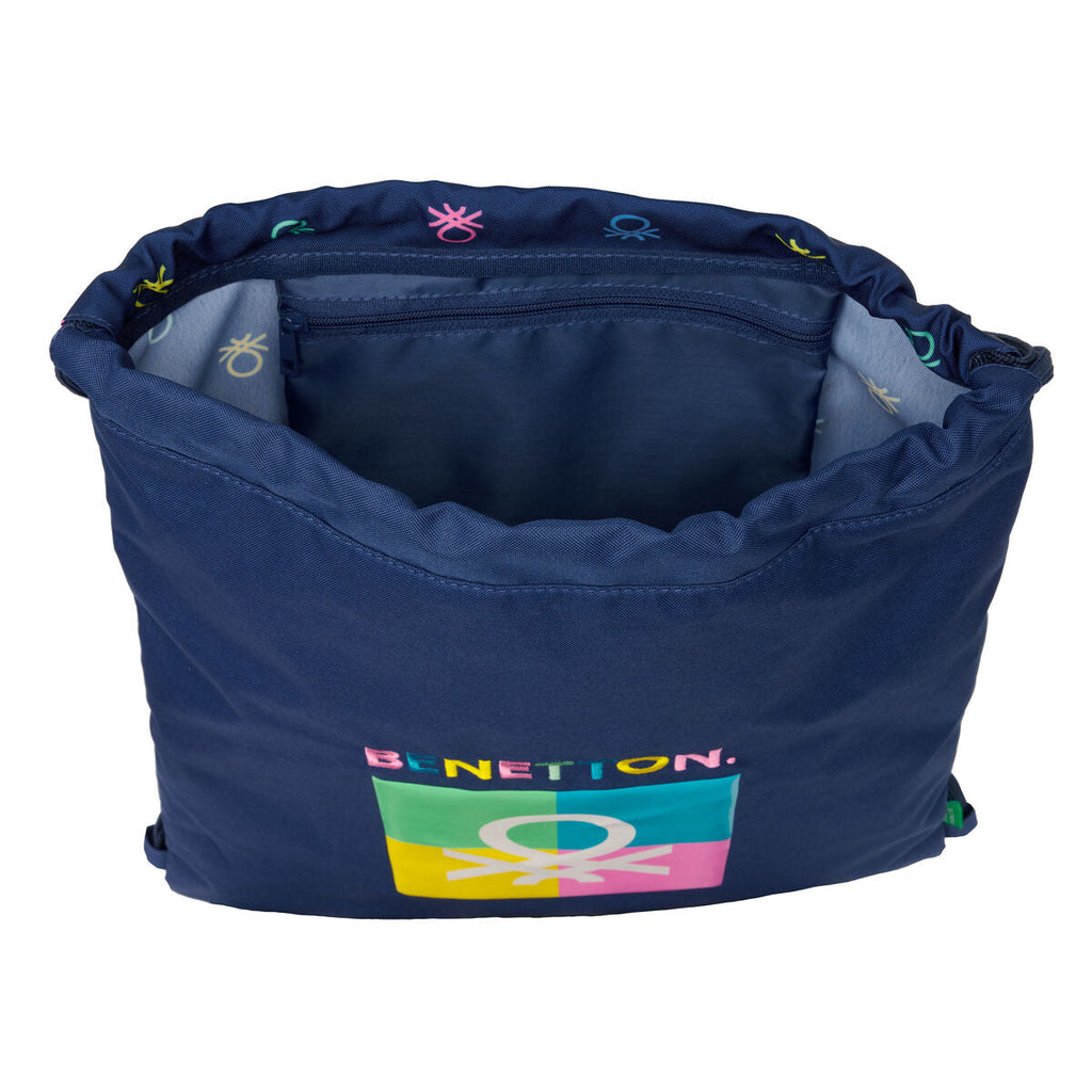 Rucksacktasche mit Bändern Benetton Cool Marineblau 35 x 40 x 1 cm