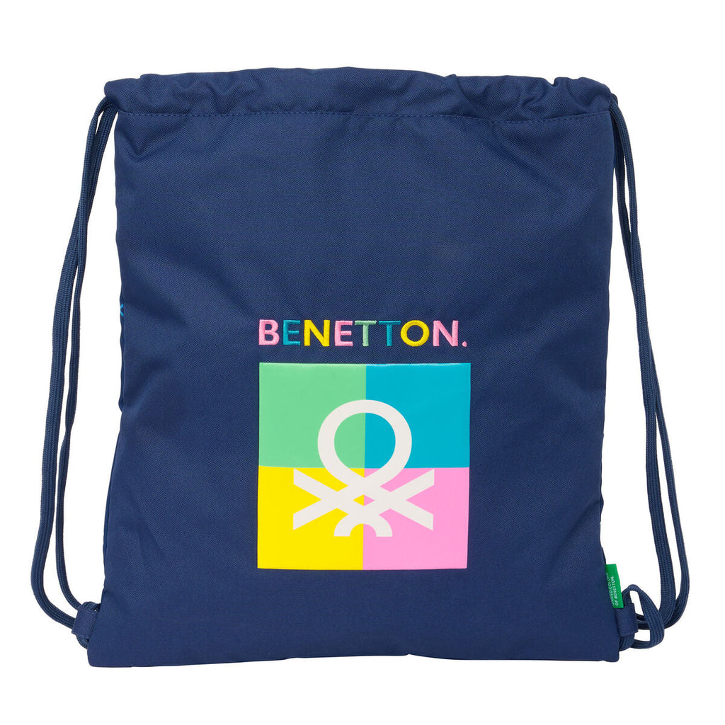 Rucksacktasche mit Bändern Benetton Cool Marineblau 35 x 40 x 1 cm