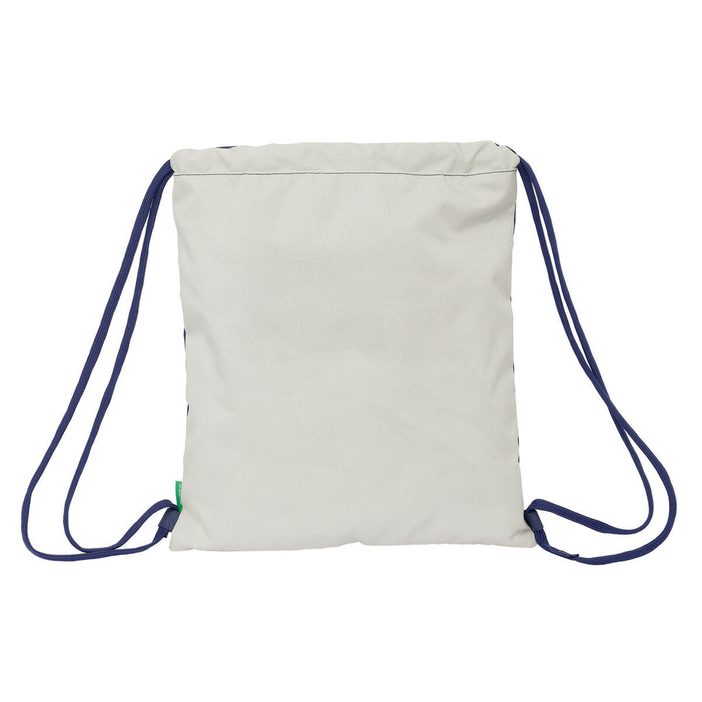 Rucksacktasche mit Bändern Benetton Varsity Grau Marineblau 35 x 40 x 1 cm