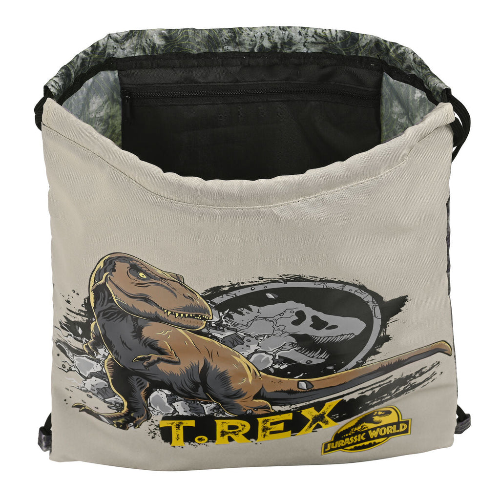 Rucksacktasche mit Bändern Jurassic World Warning Grau 35 x 40 x 1 cm