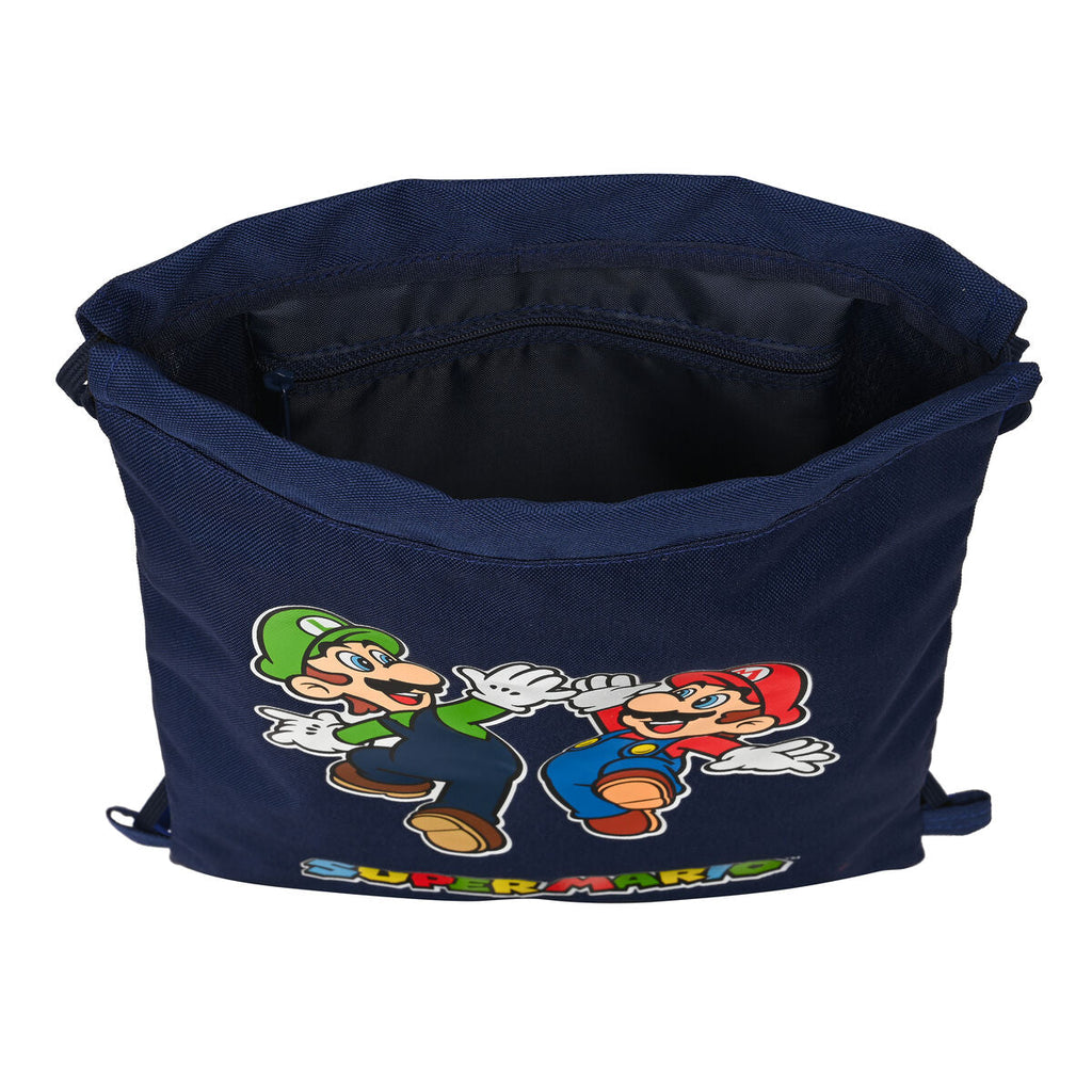 Rucksacktasche mit Bändern Super Mario Marineblau 26 x 34 x 1 cm