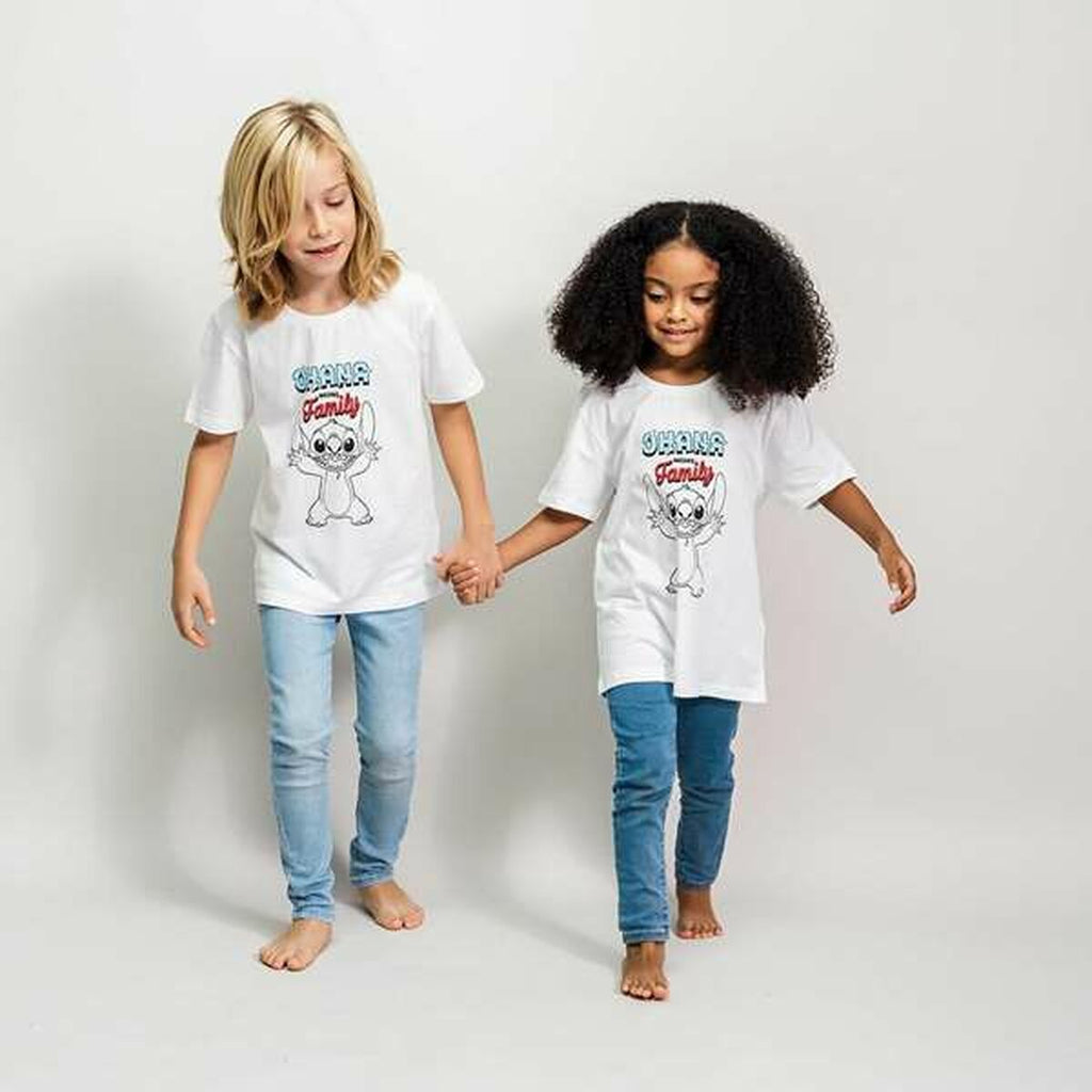 Kurzarm-T-Shirt für Kinder Stitch Weiß