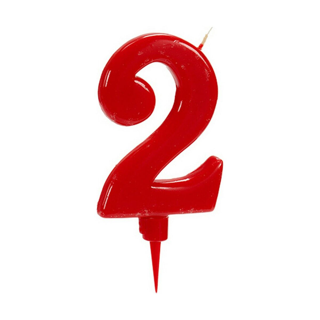 Kerze Rot Geburtstag Zahle 2 (12 Stück)
