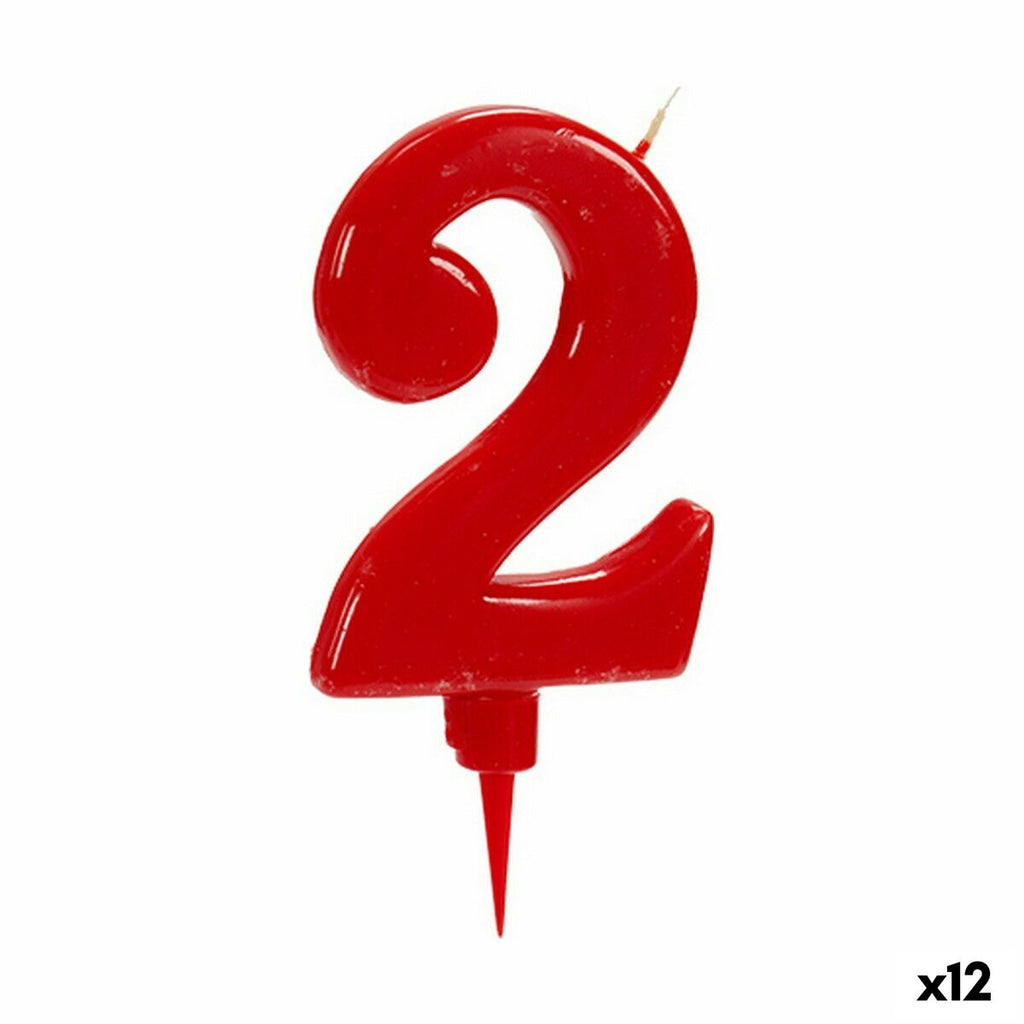 Kerze Rot Geburtstag Zahle 2 (12 Stück)