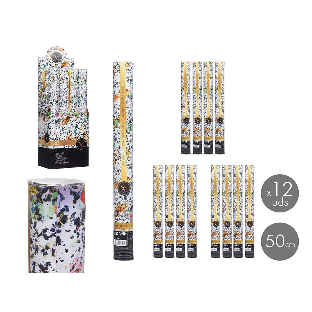 Konfettikanone 9901-50 Bunt Papier Pappe Kunststoff 5 x 48,5 x 5 cm (12 Stück)