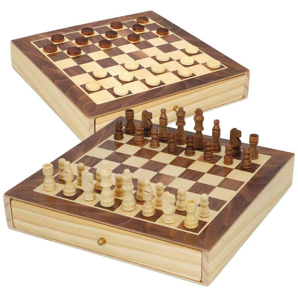 Schach- und Dame-Brett Colorbaby Schublade Holz (4 Stück)