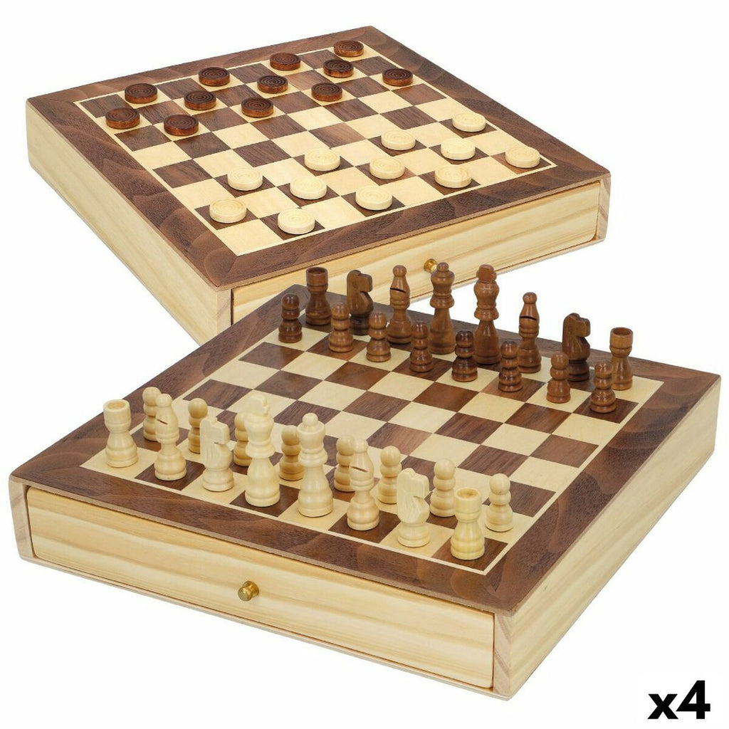 Schach- und Dame-Brett Colorbaby Schublade Holz (4 Stück)