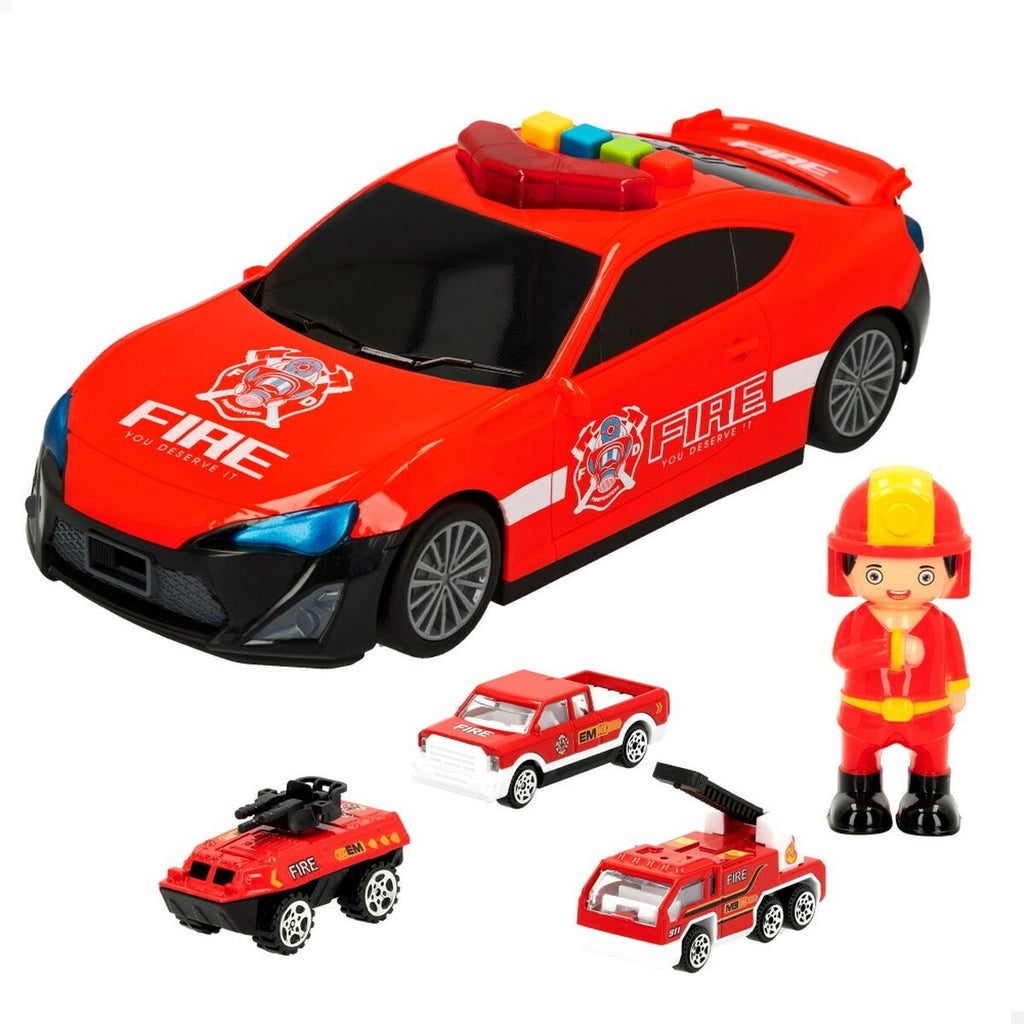 Spielset Fahrzeuge Speed & Go Feuerwehrmann Licht Sound 1:64 (4 Stück)