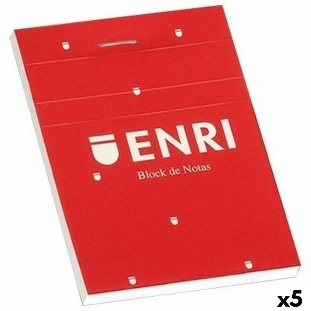 Schein Notizblock ENRI Rot A4 80 Bettlaken 4 mm (5 Stück)