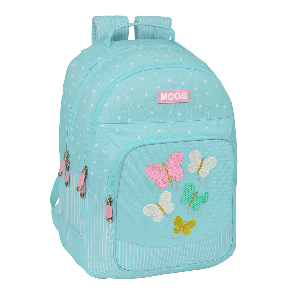 Schulrucksack Moos Butterflies Blau 32 x 42 x 15 cm