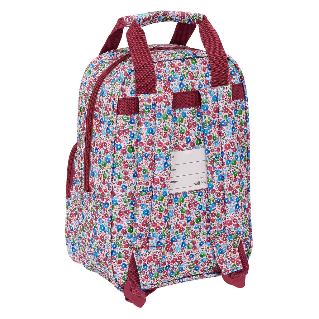 Schulrucksack Nait Nait Flores coimbra burdeos Burgunderrot 20 x 28 x 8 cm