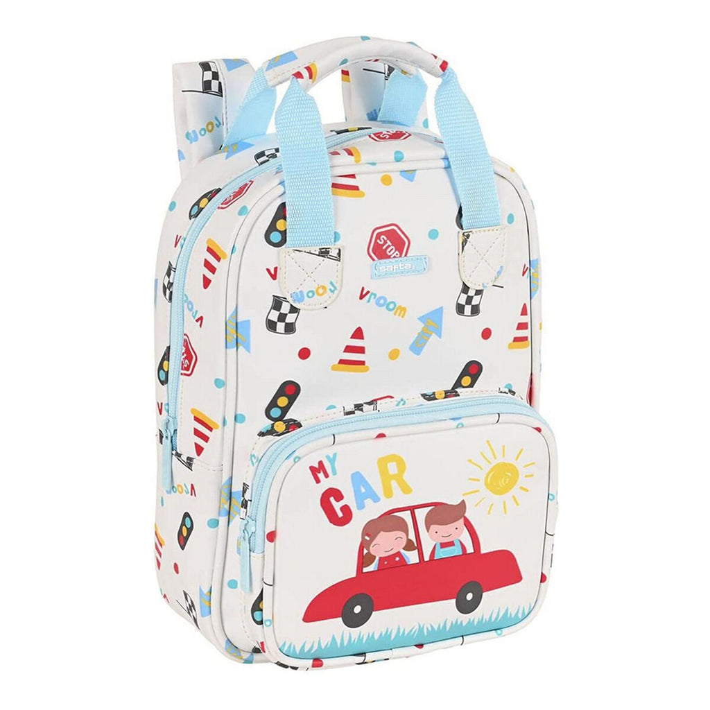 Schulrucksack Safta My car Weiß Bunt 20 x 28 x 8 cm