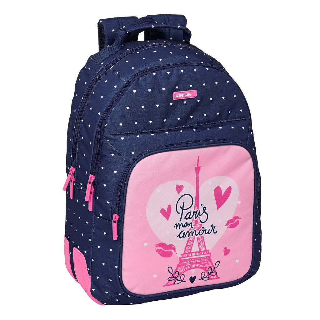 Schulrucksack Safta Paris Rosa Marineblau 32 x 42 x 15 cm