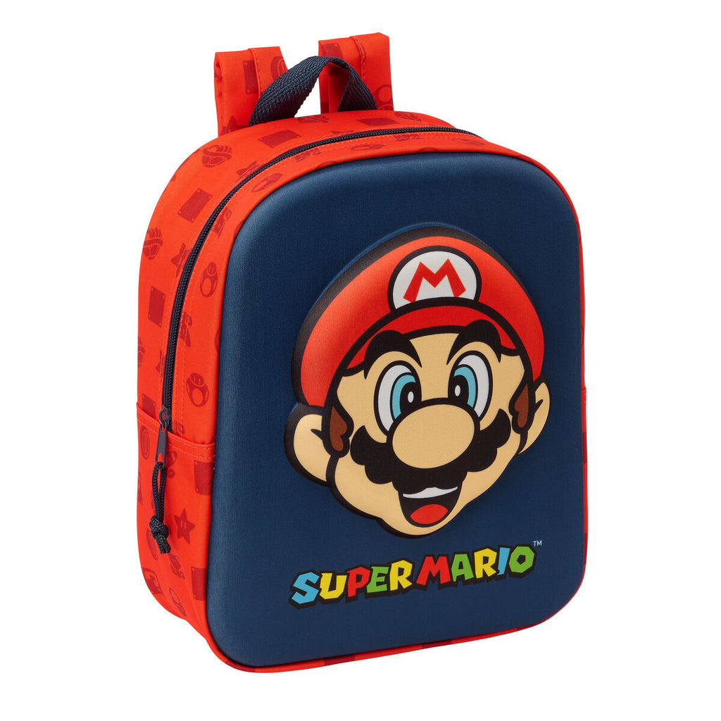 Schulrucksack Super Mario Rot Marineblau 22 x 27 x 10 cm