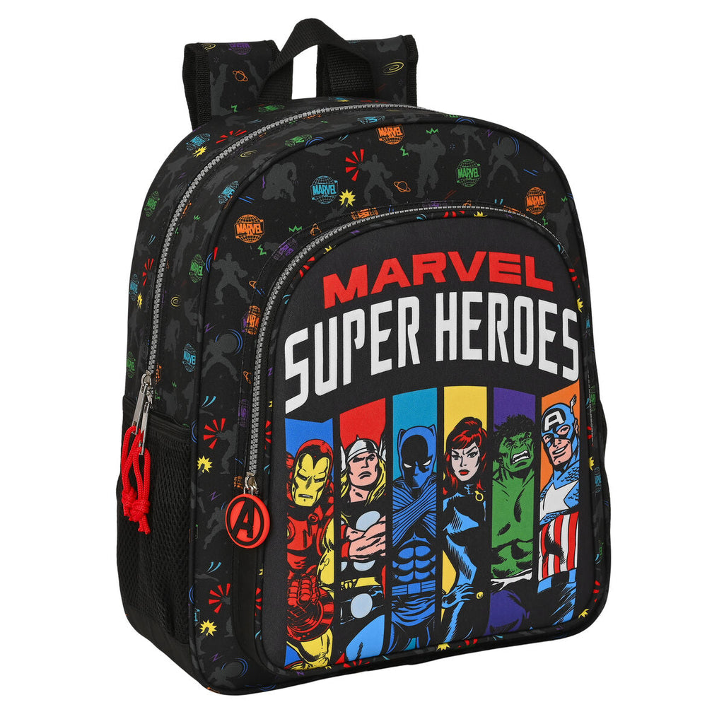 Schulrucksack The Avengers Super heroes Schwarz (32 x 38 x 12 cm)